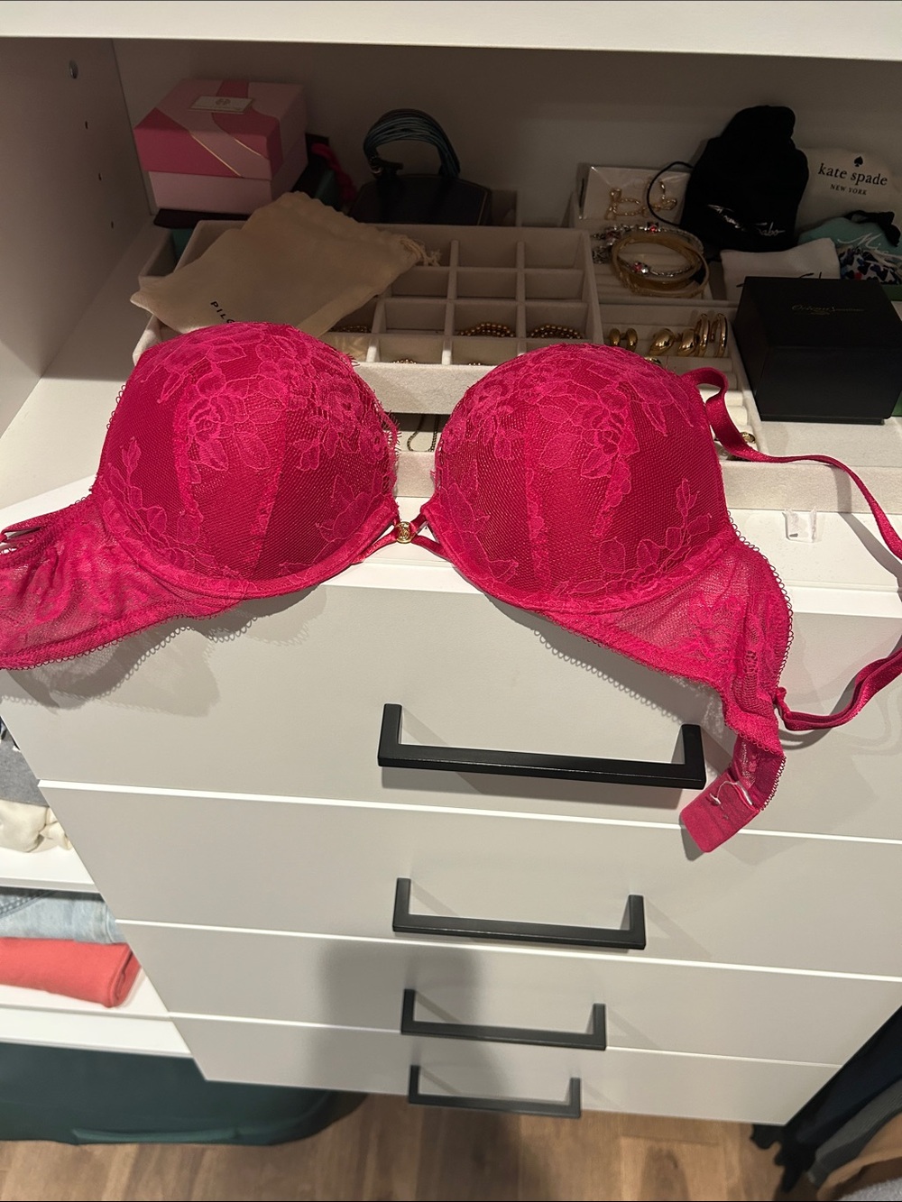 Victoria's Secret Hot Pink Lace Push-Up Bra
